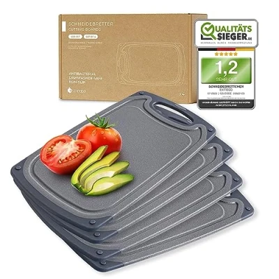 Immagine di Exitoso set di 4 taglieri per la colazione, lavabili in lavastoviglie, plastica, antiscivolo, senza BPA, plastica