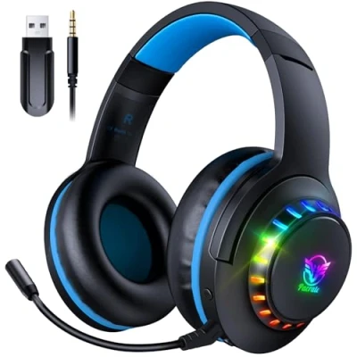 Immagine di Pacrate 2.4 GHz Cuffie Gaming Wireless per PS5 PS4 PC Mac Switch, Bluetooth con Microfono Rimovibile Cancellazione del Rumore, 3.5mm Serie Xbox