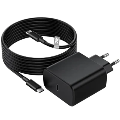 Immagine di 45W USB C Caricatore Caricabatterie per Samsung Galaxy S24 Ultra/S23/S23+/S23/S22/S21/S20/Note20/A73/A53/S10 con 2M Cavo, Presa Carica Alimentatore Tipo Spina Ricarica Adattatore