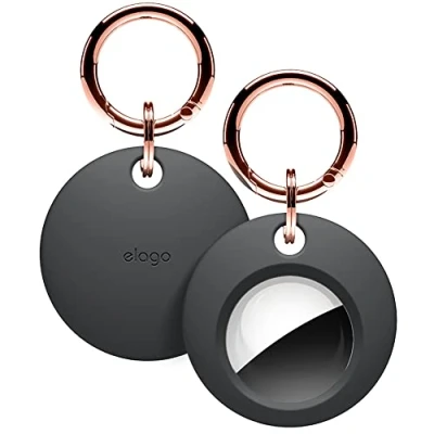 Immagine di elago Custodia in Silicone con Portachiavi Compatibile AirTags Protezione Completa, Incluso, Design Sottile e Semplice, Alimentare Premium, Antigraffio (Grigio Scuro)