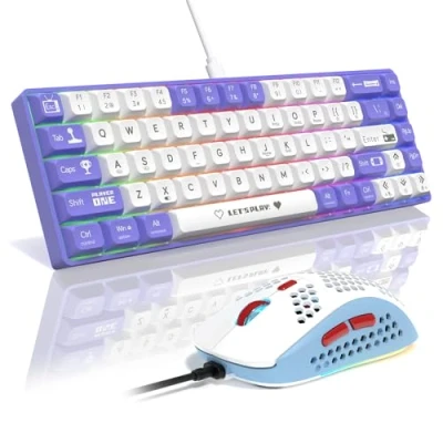 Immagine di MAMBASNAKE AJAZZ AK680 Mechanical Keyboard, 68 Key 60 Percent Hot Swappable Gaming Keyboard + 6 Adjustable DPI 6400 Mouse with RGB Light, for PC/Mac/Laptop Gamer (Blue Clicky Switch)