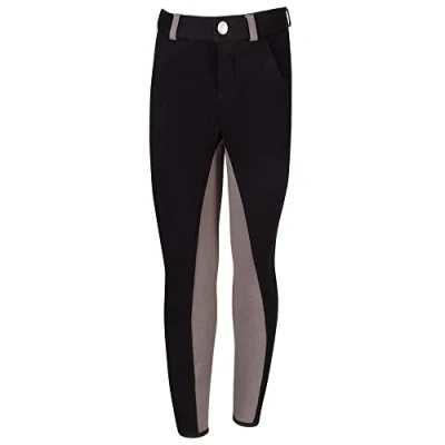 Immagine di PFIFF 101249 Pantaloni da Equitazione Elisa, con Inserti Completi, per Bambini, Colore: Nero/Grigio 158