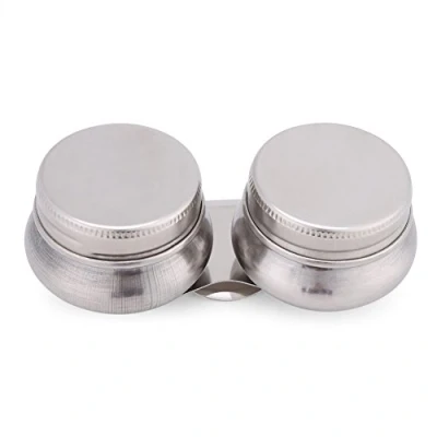 Immagine di tazza per tavolozza in acciaio inossidabile, portatile con design a doppia coperchio e clip pittura acrilica o ad olio