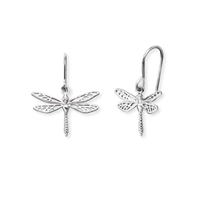 Immagine di Engelsrufer Orecchini da donna a forma di libellula argentata, in Argento sterling rodiato, con chiusura gancio, senza nichel, 13 mm, sterling, Nessuna pietra preziosa
