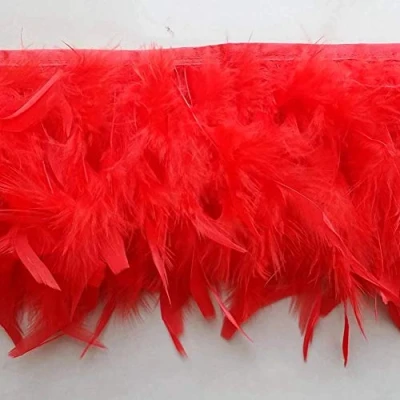Immagine di Sowder Frange con piume di tacchino per feste, matrimoni, cucito, artigianato, costumi, confezione da 1,8 m (rosso)
