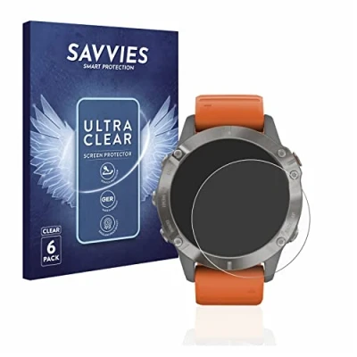Immagine di savvies (6 Pezzi Pellicola Protettiva per Garmin Fenix 6/6 Pro / 6 Solar Protezione Schermo Trasparente