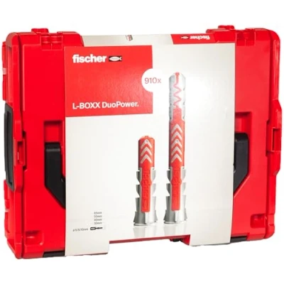 Immagine di Fischer Duopower L Boxx Valigetta Attrezzi, Assortimento 910x Tasselli Duopower, Ø 6 8 10 mm Cassetta Resistente agli Urti e Impilabile, compatibile sortimo, 560492