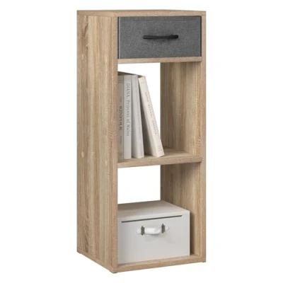 Immagine di WOLTU Libreria da Terra, Unità di Stoccaggio a Cubo 3 Livelli con Cassetto, Scaffale in Piedi Aperto, per Studio, Camera Letto e Soggiorno, Rovere chiaro, SK055hei