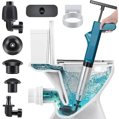 Immagine di NiC IS COCNG Pompa stura scarichi a pressione, sturalavandino ad aria compressa, stantuffo per WC, wc pressione,sblocco lavandino da cucina e bagni/bidet