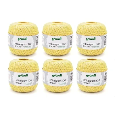 Immagine di Gründl Häkgelgarn, Vorteilspack 6 Knäuel à Ombre, Confezione da gomitoli 100 g di Filato per Uncinetto, Cotone, Limone, 30 x 21 11 cm, 31 32 7.5 566 unità