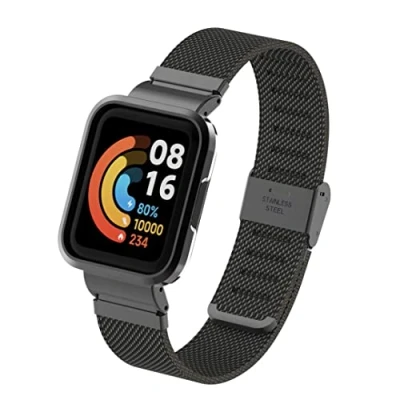 Immagine di nuosiweilang Compatibile con Xiaomi Mi Watch Lite 2/Redmi 2 Cinturini,Mi Bracciale Cinturino in Metallo Acciaio Inossidabile Sostituisci Accessori Redmi 2,Nero