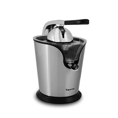 Immagine di SUNTEC spremiagrumi ZIP 8441 pro elettrico con leva e colino piccolo estrattore in acciaio inox per arance + limoni lime centrifuga elettrica recipiente succo estraibile max. 160 W