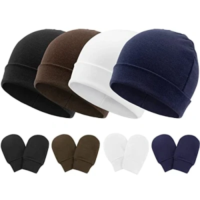 Immagine di DRESHOW Neonato Bambino Berretto e Guanti per Accessori Set Cappellino Ragazzi Ragazze Cotone 0 6 Mesi