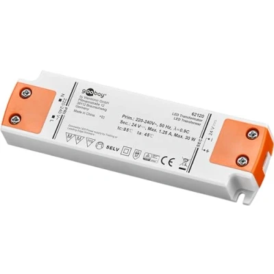 Immagine di goobay 62120 Trasformatore LED 24v dimmerabile/Trasformatore da 230V a / DC per fino 30 W di carico totale/Driver dimmerabile con protezione sovratensione