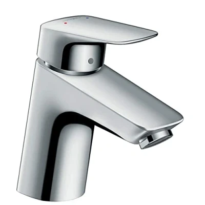 Immagine di hansgrohe Logis Rubinetto per lavabo con push open, Miscelatore risparmio idrico (EcoSmart) altezza bocca 67 mm, cromo, 71077000