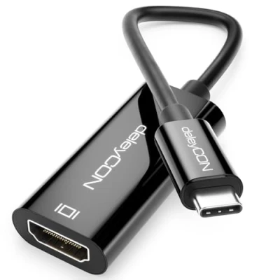 Immagine di deleyCON 15cm USB C a HDMI Cavo Adattatore Corto 4K@60Hz (1080P 2K@165Hz 144Hz 120Hz 60Hz) HDR Thunderbolt 3/4 Convertitore Compatibile con iPhone iPad MacBook Laptop Mobile Phone Monitor