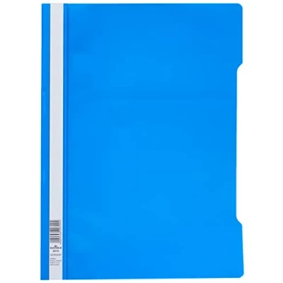 Immagine di Durable 252306 Cartellina ad Aghi Clear View, per Documenti Formato A4 Perforati, Azzurro, Confezione da 25 Pezzi