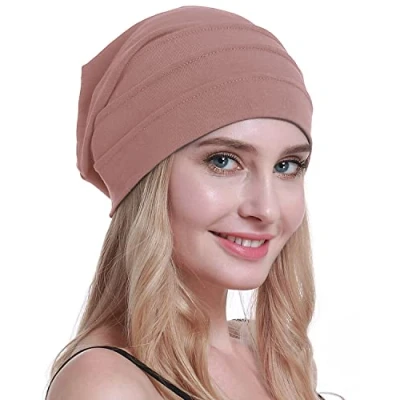 Immagine di osvyo Cotone Chemo Cappelli Soft Caps Cancro Copricapo per le donne perdita di capelli sigillati imballaggio, MANDELLO ROSA, Taglia unica