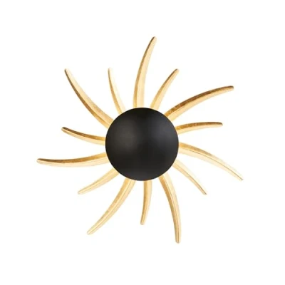 Immagine di Fischer &amp; Honsel Lampada da parete, Sol nero sabbia color foglia oro D: 45,00 cm sporgenza parete: 10,00 con interruttore 1 x LED 10 Watt 2700 K incl. 1400 lm EEG: F 30545