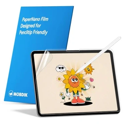 Immagine di MOBDIK 2 Pezzi Paper Nano Pellicola Protettiva per iPad Air 13 / Pro (2024) Nuova Versione Realizzata Scrittura Naturale, Meno Riflessi, Adatta al Pennino, con Kit di Install Facile