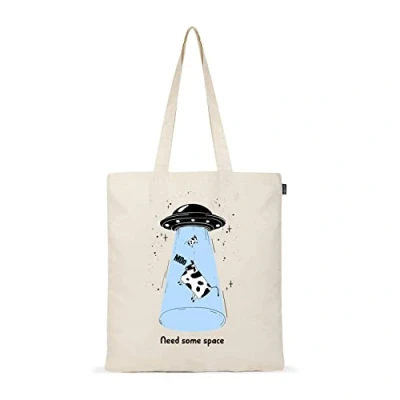 Immagine di Eco Right Borsa Stoffa Shopper, cotone tote Bag, Donna, Tracolla e tela con manici stampa, shopper riutilizzabile ecocompatibile lavabile