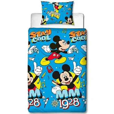 Immagine di Disney Mickey Mouse Cool Repeat Print Design Set Copripiumino Singolo, Multicolore