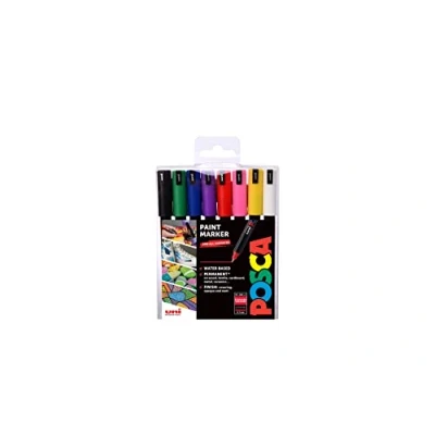 Immagine di Posca 153544841 Set Marcatore a Tempera Base d&#039;Acqua, 0.7 mm, 8 Pezzi