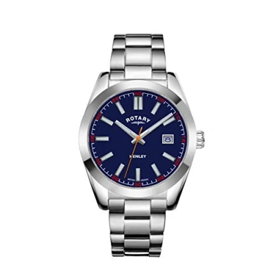 Immagine di Rotary Uomo henley quadrante nero bracciale in acciaio inossidabile GB05180/04