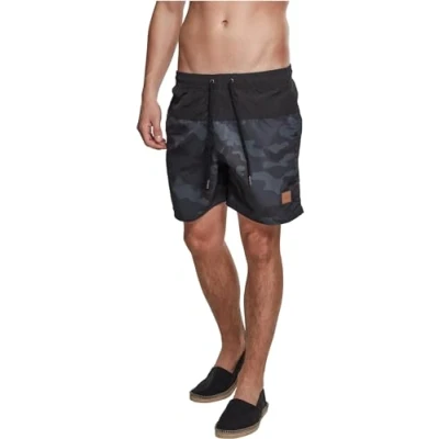 Immagine di Urban Classics Block Shorts da mare, Uomo, Taglia: 4XL, Blk/darkcamo