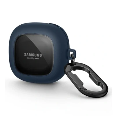 Immagine di SURITCH Custodia trasparente compatibile con Samsung Galaxy Buds 2/Buds Live/Buds 2 Pro/Buds FE Cover protettiva portatile portachiavi per blu navy