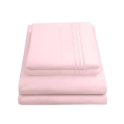 Immagine di Sweet Home Collection Set di biancheria da letto lusso con lenzuolo angoli, 2 federe, in microfibra, rosa pallido, completo
