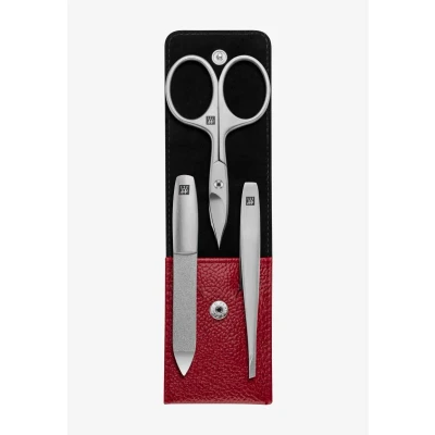 Immagine di Zwilling Beauty Twinox CASE MADE OF Leather WITH PUSHBUTTON, 3 Parts Accessori unghie, Taglia: One Size, Rot