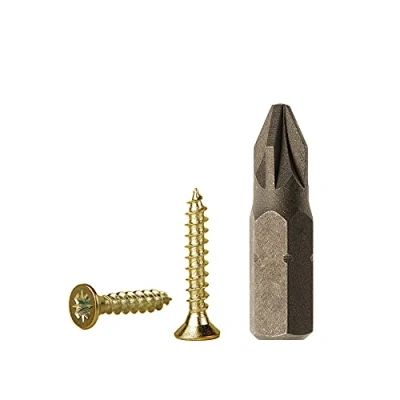 Immagine di Marcopol viti in acciaio zincato giallo per legno e truciolare, universali, completamente filettate, con testa svasata a croce (confezione da 500 unità, 2,5 x 16 mm)