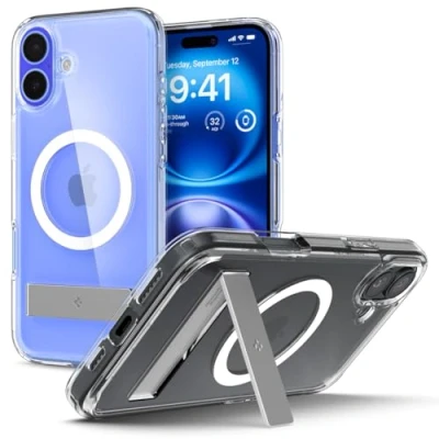 Immagine di Spigen Cover per iPhone 16, Ultra Hybrid S MagFit, Compatibile con MagSafe Trasparente