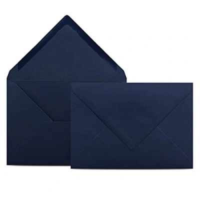 Immagine di Colours 4 you 25 buste per lettere, formato DIN C6, 11,4 x 16,2 cm, con chiusura a linguetta umido, colore: blu scuro
