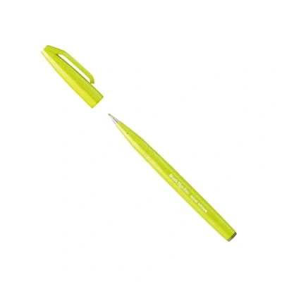 Immagine di Pentel SES15C K2X Brush Sign Pen Penna a sfera, punta simile pennello, colore verde limone, 1 pezzo