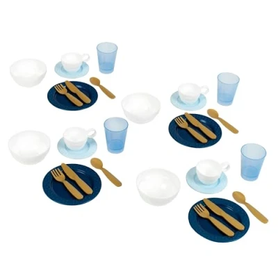 Immagine di Theo Klein 9166 Set di stoviglie, Robuste ed Eleganti stoviglie Giocattolo per 4 Persone, Scodelle e Posate Color Oro Incluse, Bambini dai 2 Anni