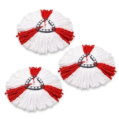Immagine di BONBELONG 3 Pezzi Testine di Ricambio per Mop, Mop rotante a 360 Gradi Ricambi Clean Twist Disc Teste Ricambio, Testina Pulente Compatibile con Vileda EasyWring Testa Triangolare