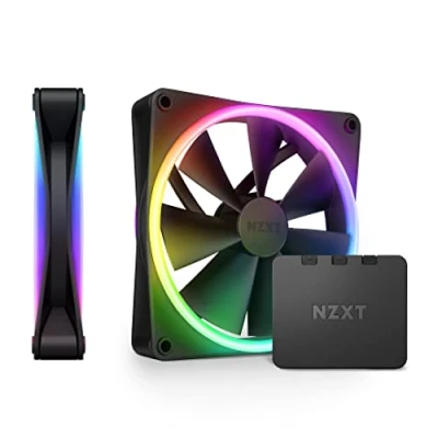 Immagine di NZXT F140 RGB Duo Twin Pack RF D14DF B1 2 ventole a due lati da 140 mm con controller 20 LED indirizzabili individualmente Flusso d&#039;aria e pressione statica bilanciati Nero