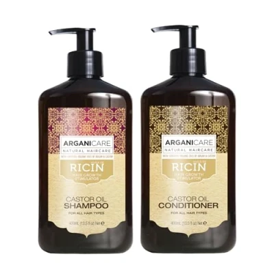 Immagine di Arganicare Duo Shampoo + Dopo Ricino Acceleratore di Crescita Pulisce &amp; Idrata i capelli in Morbidezza Tutti tipi 1x400 ML+ ml