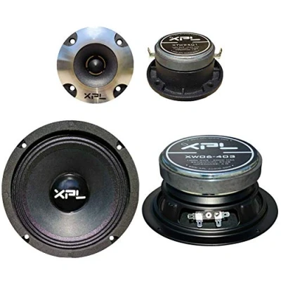 Immagine di XPL kit auto 2 midwoofer XW06 403 da 16,50 cm 100 watt rms e 200 max + tweeter XTW2501 9,60 max, a coppia