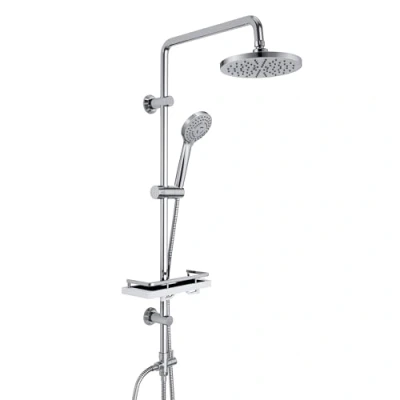 Immagine di Görbach Colonna Doccia Acciaio Inox Senza Miscelatore Fori Muro idromassaggio Asta Set a Pioggia con Soffione e Doccetta in ABS D20cm
