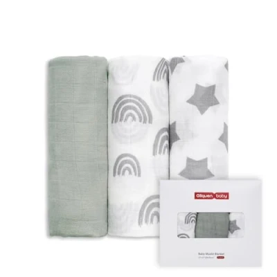 Immagine di GLLQUEN Salviette in mussola per neonati, 3 pezzi, cotone, 70 x cm, assorbenti e traspiranti ideali pulire, pulire coprire i neonati