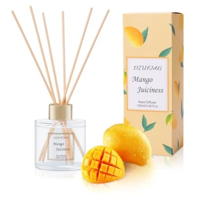 Immagine di Profumatore per Ambienti 100ml Mango,Diffusore Profumo Ambiente con 6 Bastoncini di Fragranza,Diffusore Fragranze Bagno,Appartamento,Decorazione Della Casa