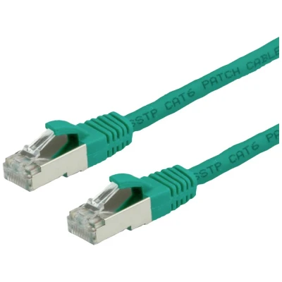 Immagine di Value 21.99.1243 RJ45 cavo di rete, patch CAT 6 S/FTP 2.00 m Verde doppia schermatura, Privo alogeni, Ritardante fiamma 1 pz.