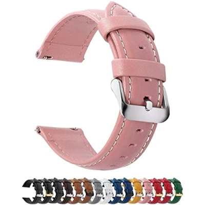 Immagine di Fullmosa Cinturino in Pelle 18mm per Orologio, Axus Smartwatch Compatible con Fossil/Huawei Watch/Garmin/Fossil/Asus Zenwatch/LG Watch Style/Withings/Ticwatch, Rosa