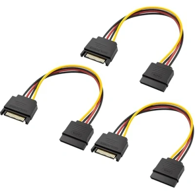 Immagine di Cavo di prolunga SATA da 15 pin, maschio a femmina, adattatore per SSD, HDD, PCI E, dischi rigidi, confezione 3