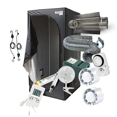 Immagine di HYDROPLANETE Camera di Coltivazione Completa 80x80x160 / 100x100x200 120x120x200 cm 250W 400W 600W a Scelta Kit Completo con Illuminazione HPS Cooltube, Timer, estrattore e Ventilatore