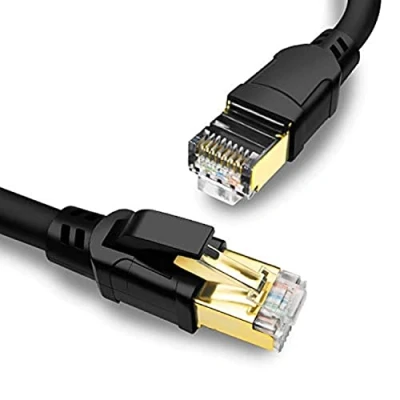 Immagine di Yauhody Cavo Ethernet Cat 8 10 Metri, di Rete Gigabit Internet Lan RJ45 Cat8 Patch Schermato (Nero)