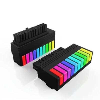 Immagine di Arcobaleno ARGB ATX 24 Pin 90 Gradi Adattatore di Alimentazione RGB per PC Scheda madre Femmina a Maschio,